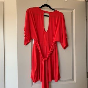 Express Other - Red v-neck romper w/ tie Express Other - Red v-neck romper w/ tie
